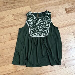 Tempted Hearts Dark Green Embroidered Blouse